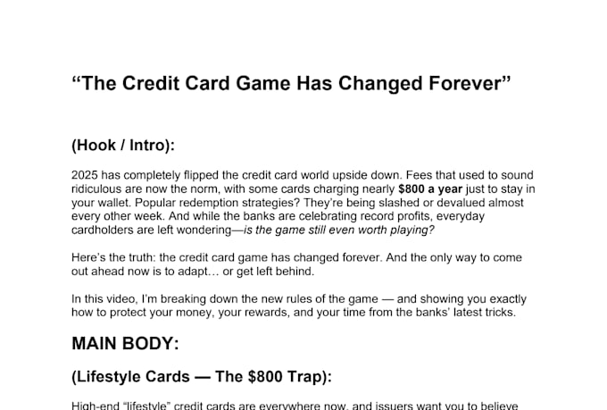 do script writing for finance channel youtube videos